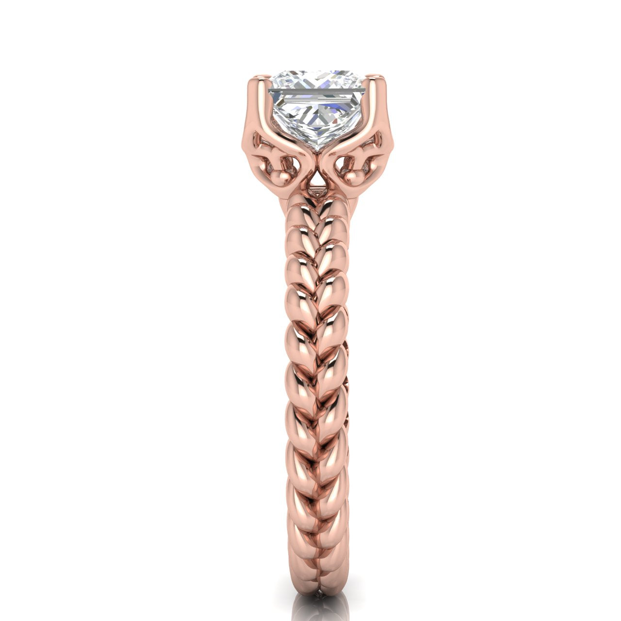 Rope Band Princess Cut Lab Diamond Engagement Ring