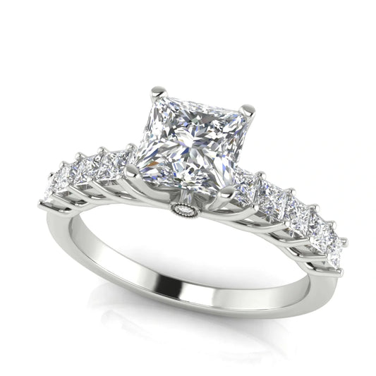 Princess Paved Princess Cut Lab Diamond Engagement Ring