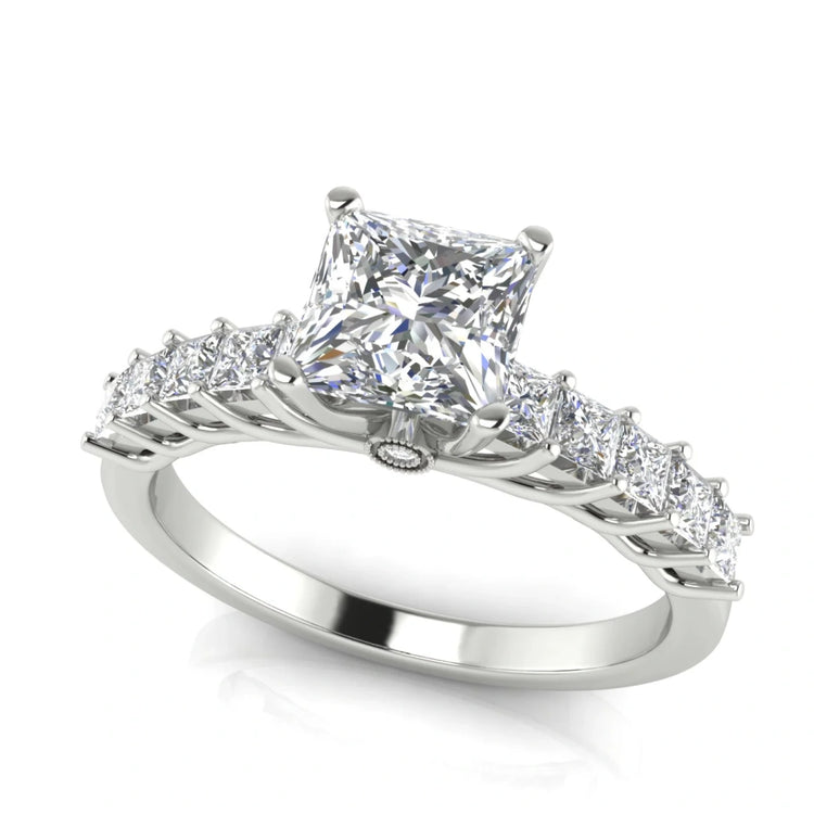Princess Paved Princess Cut Lab Diamond Engagement Ring