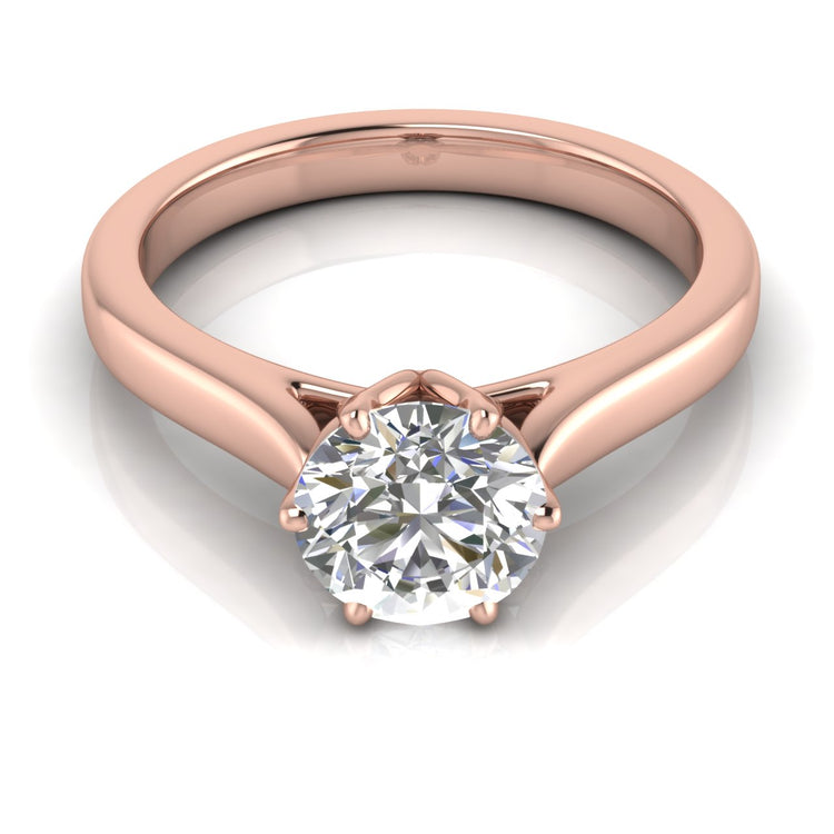 Floral Round Cut Lab Diamond Engagement Ring