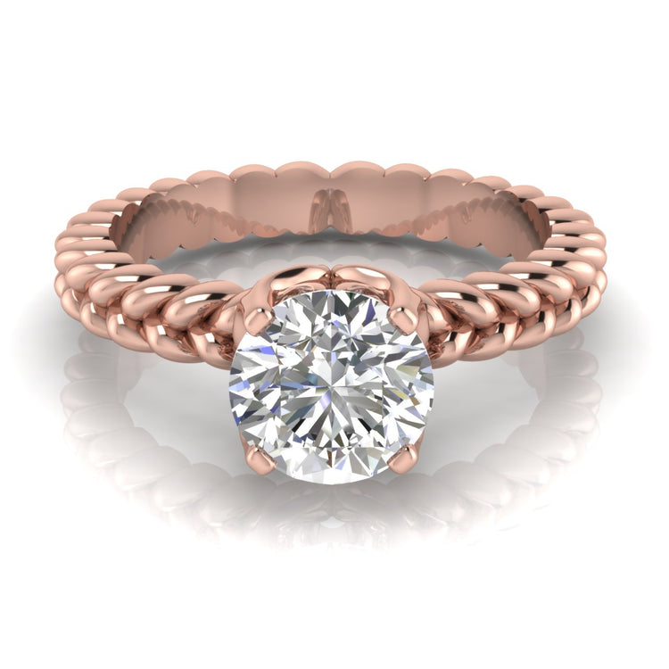 Rope Band Round Cut Lab Diamond Engagement Ring
