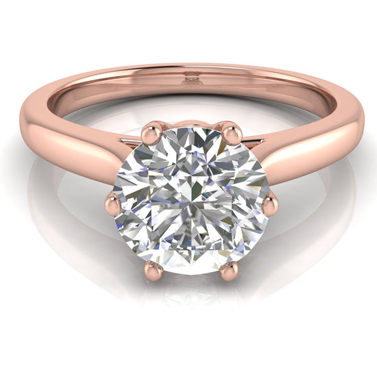 Crown Round Cut Moissanite Engagement Ring