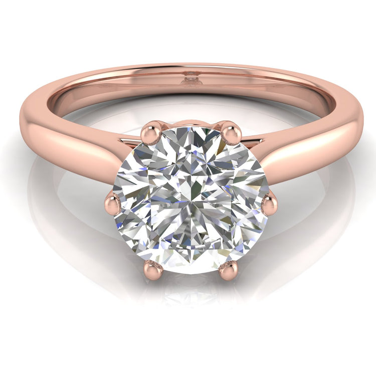Crown Round Cut Moissanite Engagement Ring