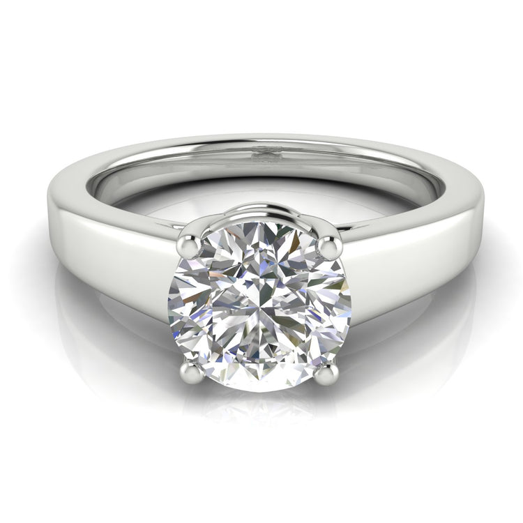 Wide Band Cathedral Round Cut  Engagement Ring | Moissanite | Lab Grown Diamond