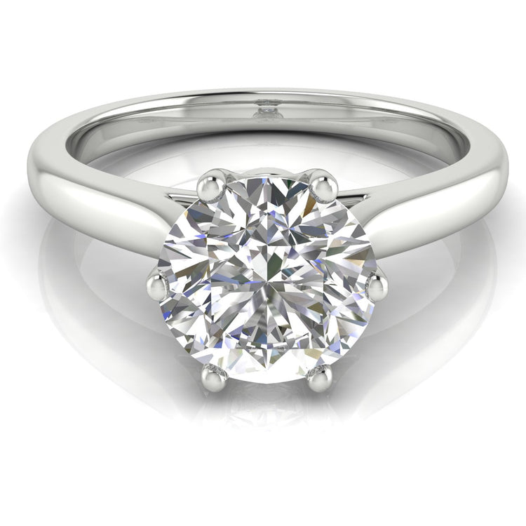Crown Round Cut Lab Diamond Engagement Ring