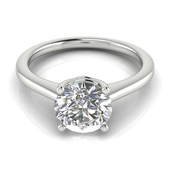 Basket Set Floating Round Cut Lab Diamond Engagement Ring
