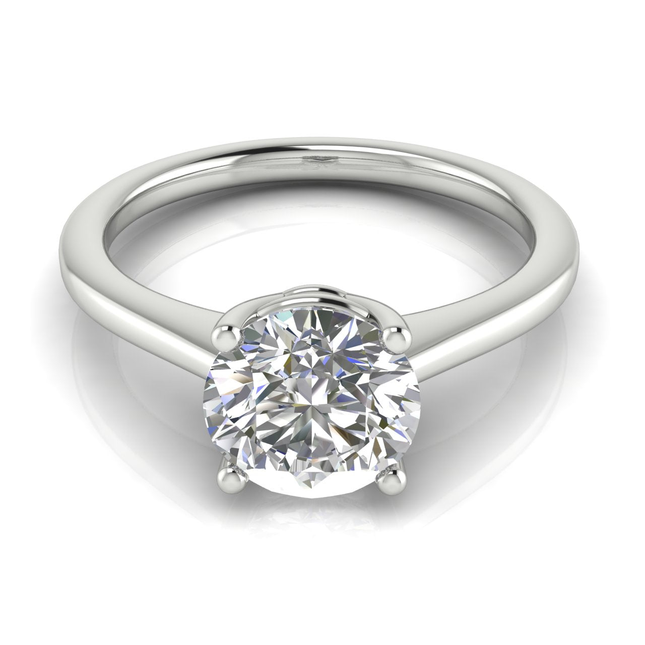 Basket Set Floating Round Cut Moissanite Engagement Ring