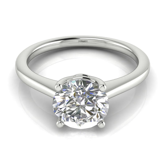 Basket Set Floating Round Cut Moissanite Engagement Ring