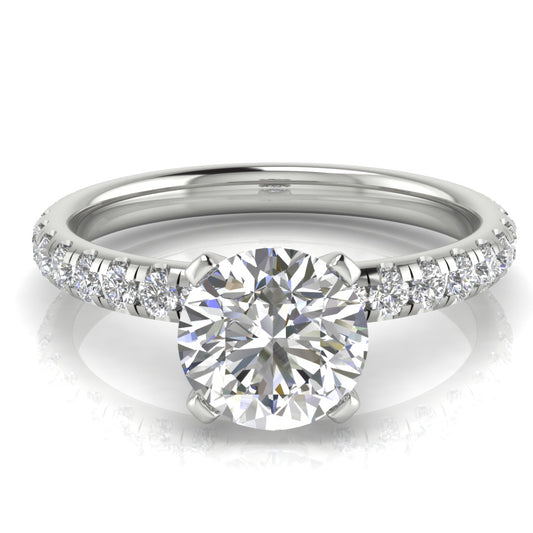 Classic Pave Round Cut Lab Moissanite Engagement Ring