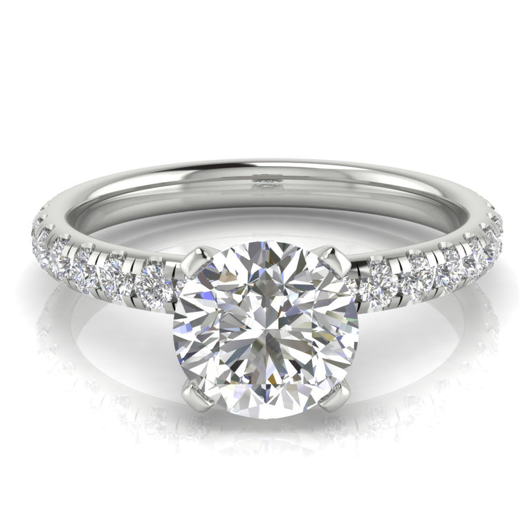 Classic Pave Round Cut Lab Moissanite Engagement Ring