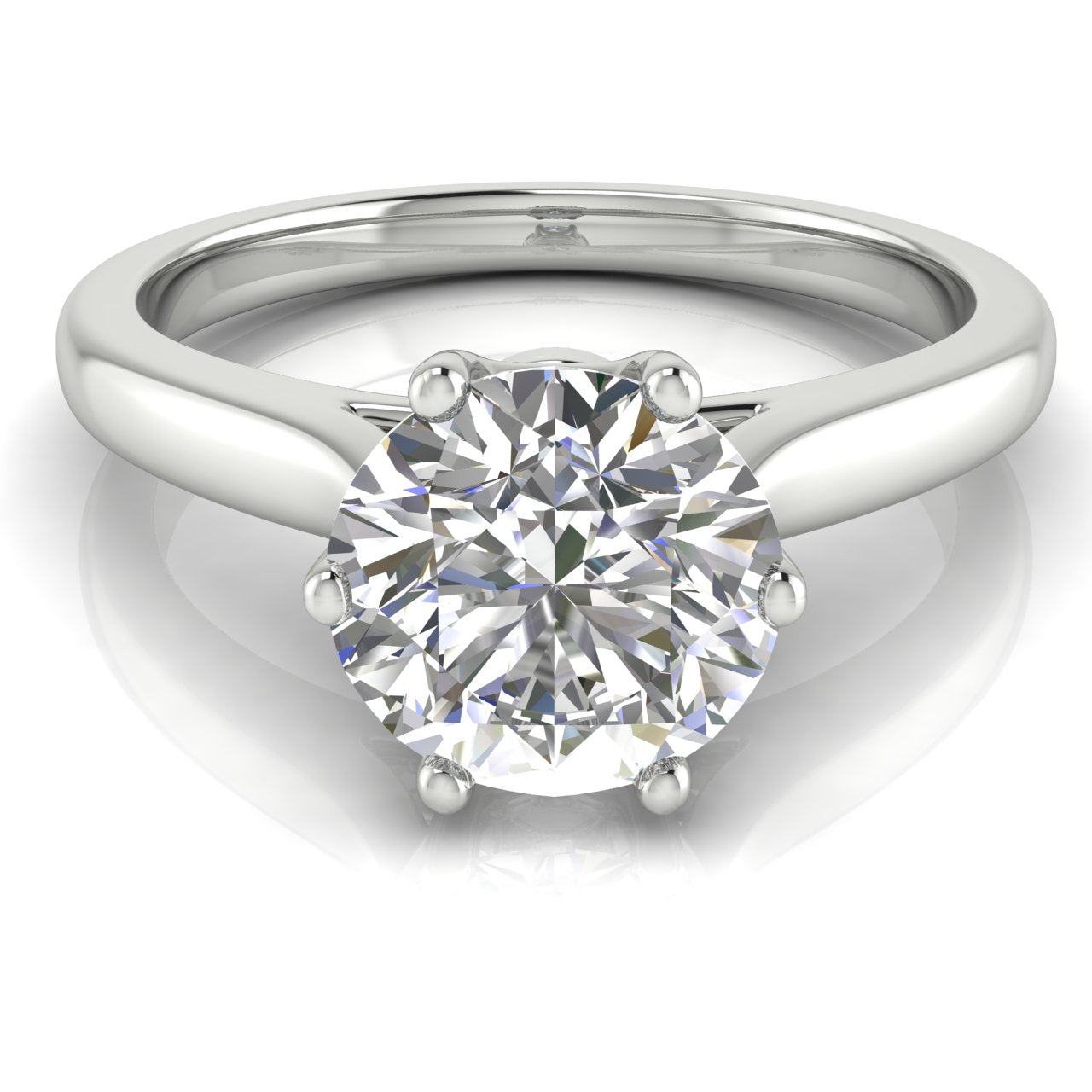 Crown Round Cut Moissanite Engagement Ring