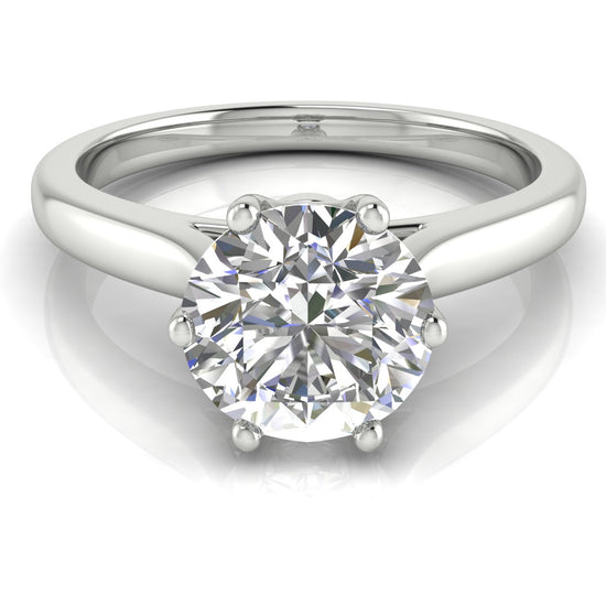 Crown Round Cut Moissanite Engagement Ring
