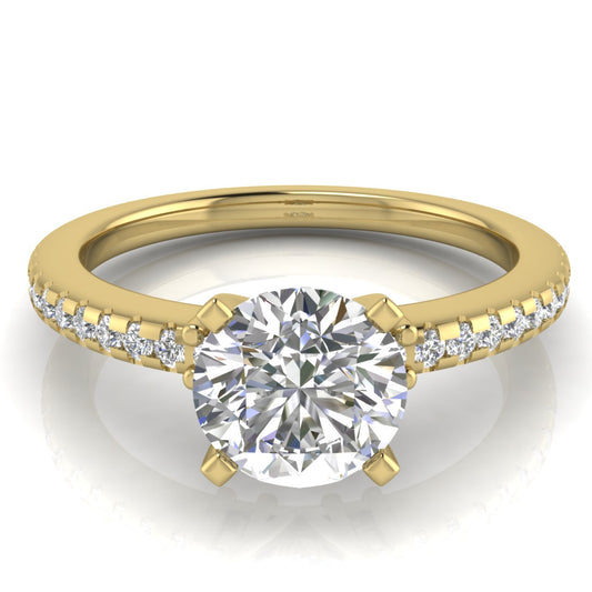 Floating Shoulder Round Cut Lab Diamond Engagement Ring