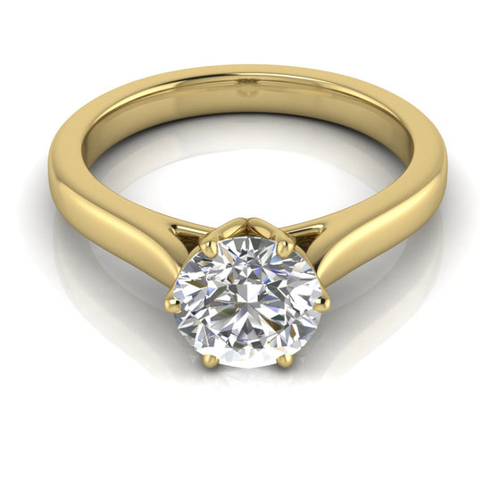 Floral Round Cut Lab Diamond Engagement Ring