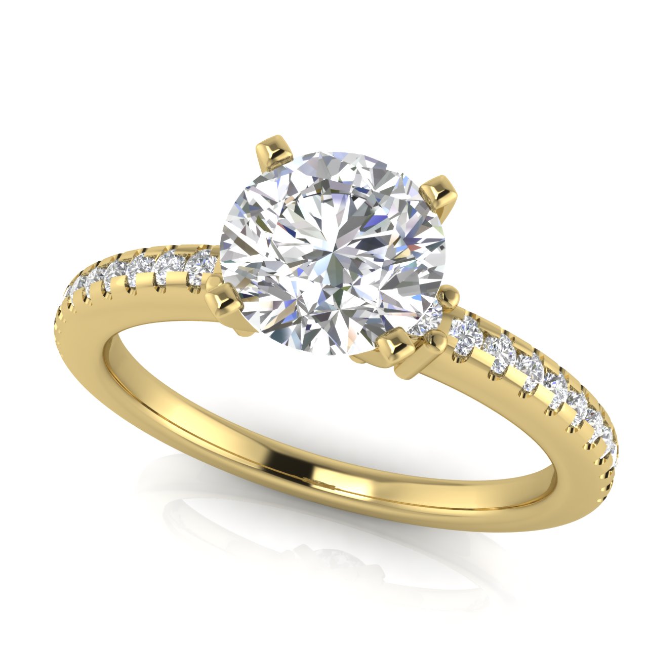 Floating Shoulder Round Cut Moissanite Engagement Ring