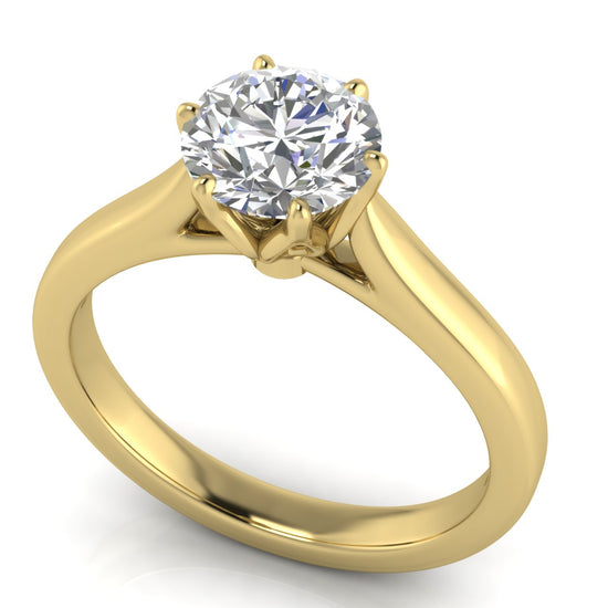 Floral Round Cut Lab Diamond Engagement Ring