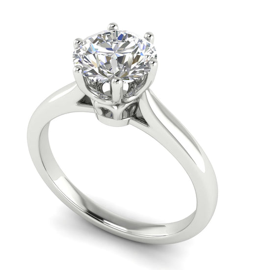 Crown Round Cut Lab Diamond Engagement Ring