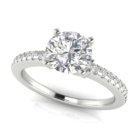 Floating Shoulder Round Cut Moissanite Engagement Ring