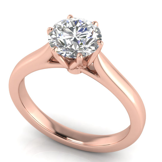 Floral Round Cut Lab Diamond Engagement Ring