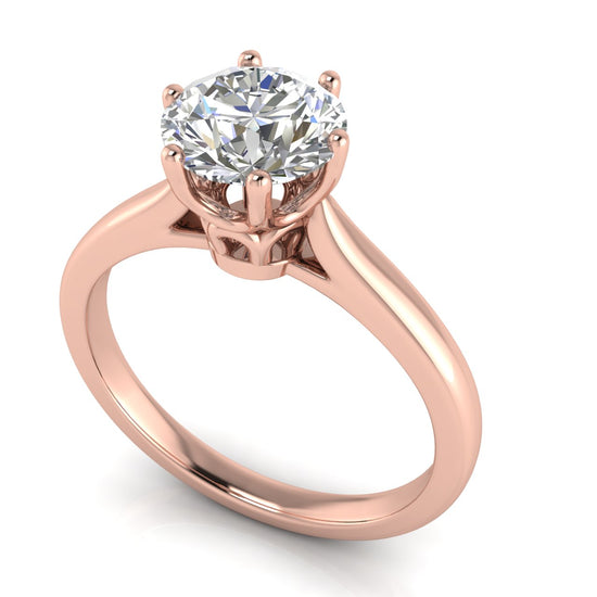 Crown Round Cut Moissanite Engagement Ring