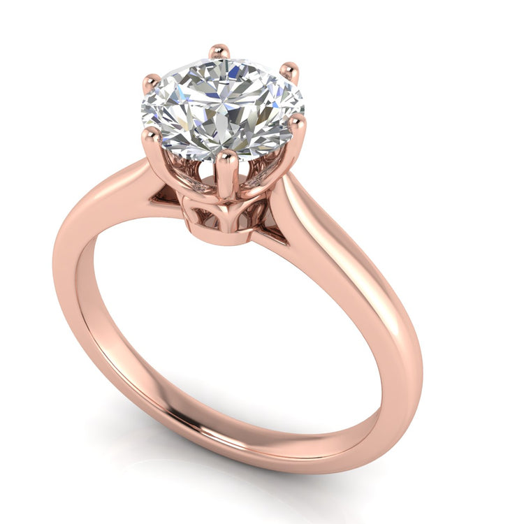 Crown Round Cut Moissanite Engagement Ring