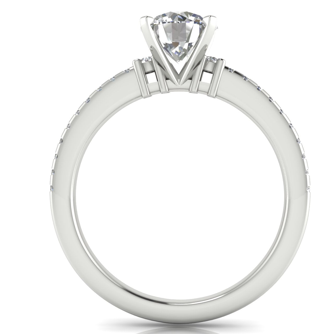 Floating Shoulder Round Cut Moissanite Engagement Ring