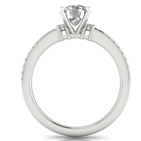 Floating Shoulder Round Cut Moissanite Engagement Ring