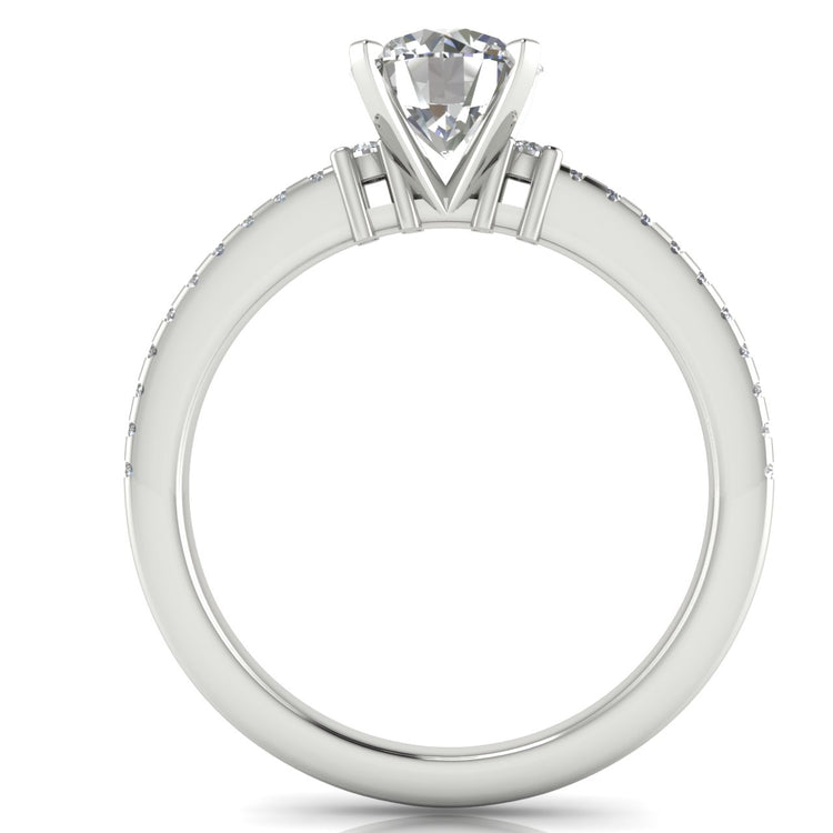 Floating Shoulder Round Cut Moissanite Engagement Ring