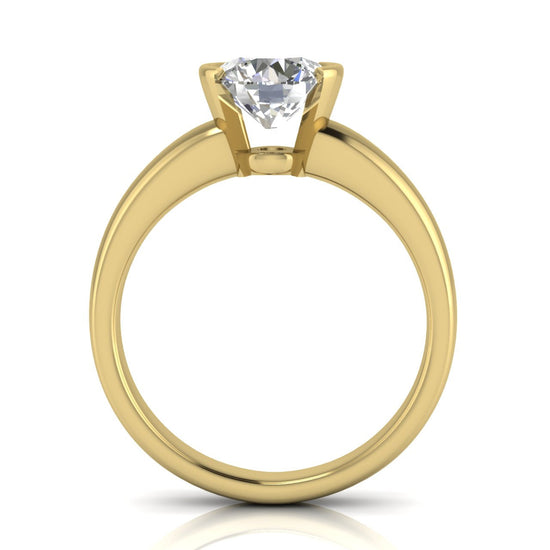 Half Bezel Floating Round Cut Lab Diamond Engagement Ring