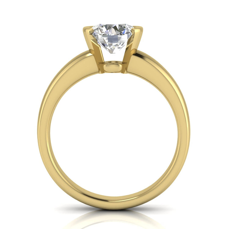 Half Bezel Floating Round Cut Lab Diamond Engagement Ring