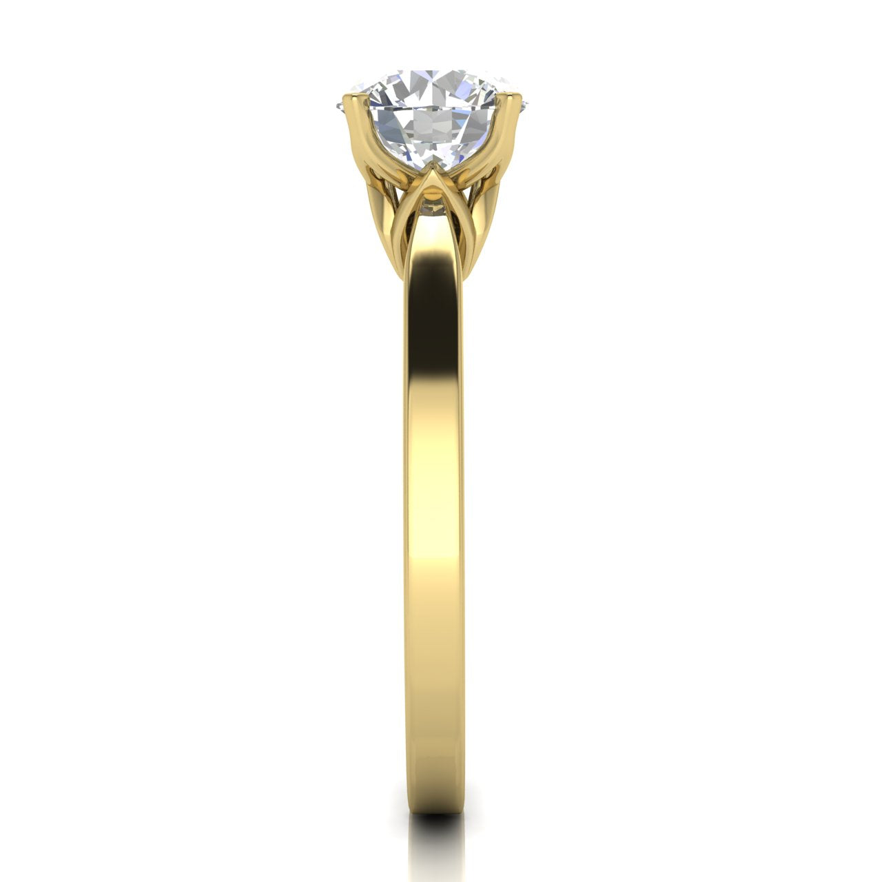Tulip Basket Round Cut Lab Diamond Engagement Ring