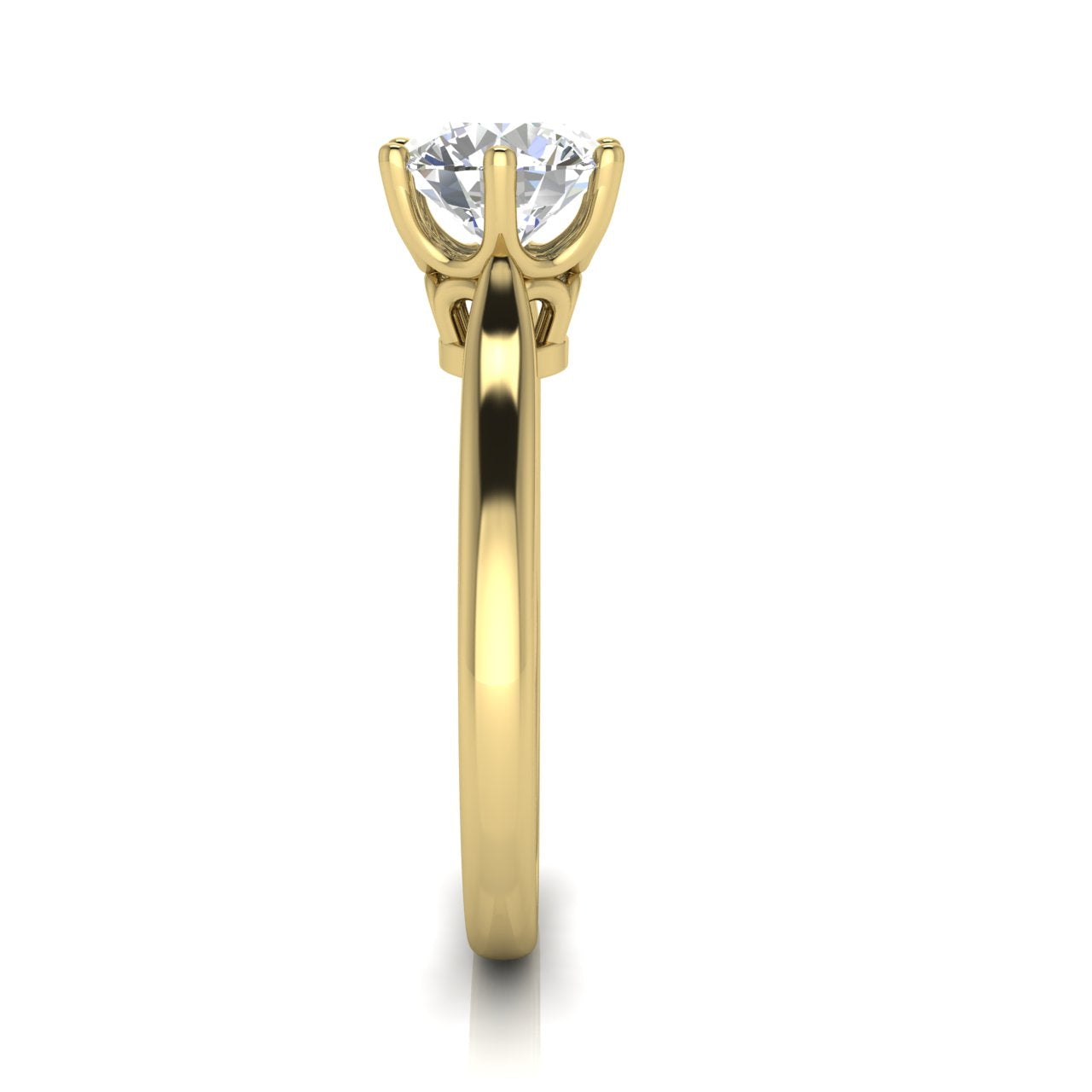 Crown Round Cut Lab Diamond Engagement Ring