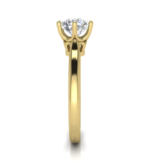 Crown Round Cut Lab Diamond Engagement Ring