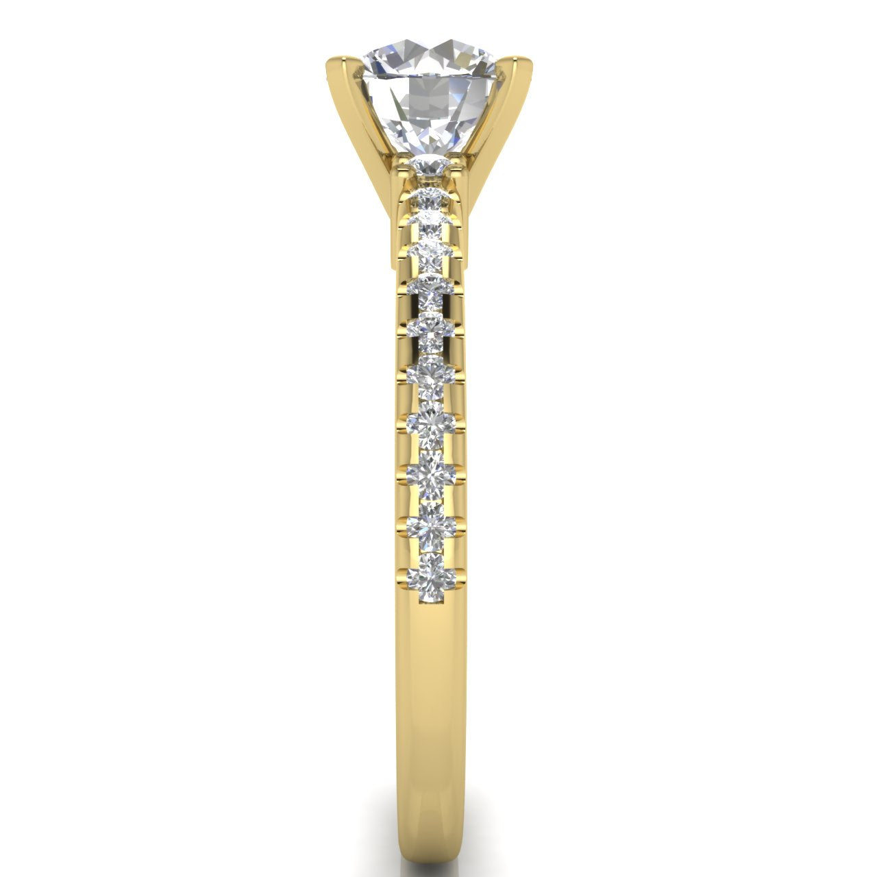 Floating Shoulder Round Cut Moissanite Engagement Ring