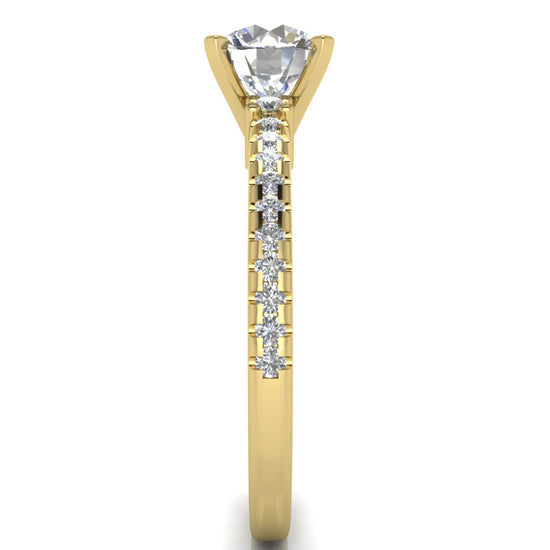 Floating Shoulder Round Cut Moissanite Engagement Ring