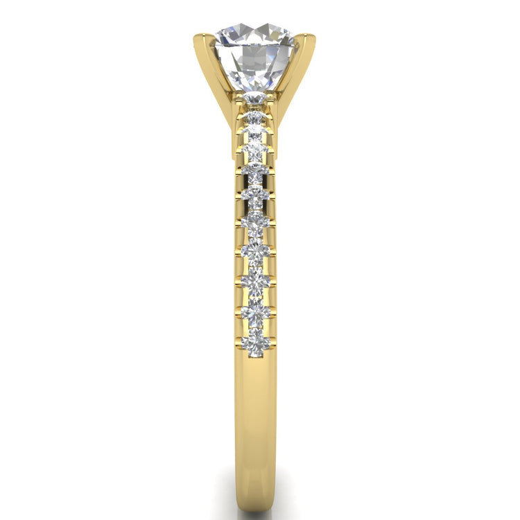 Floating Shoulder Round Cut Moissanite Engagement Ring
