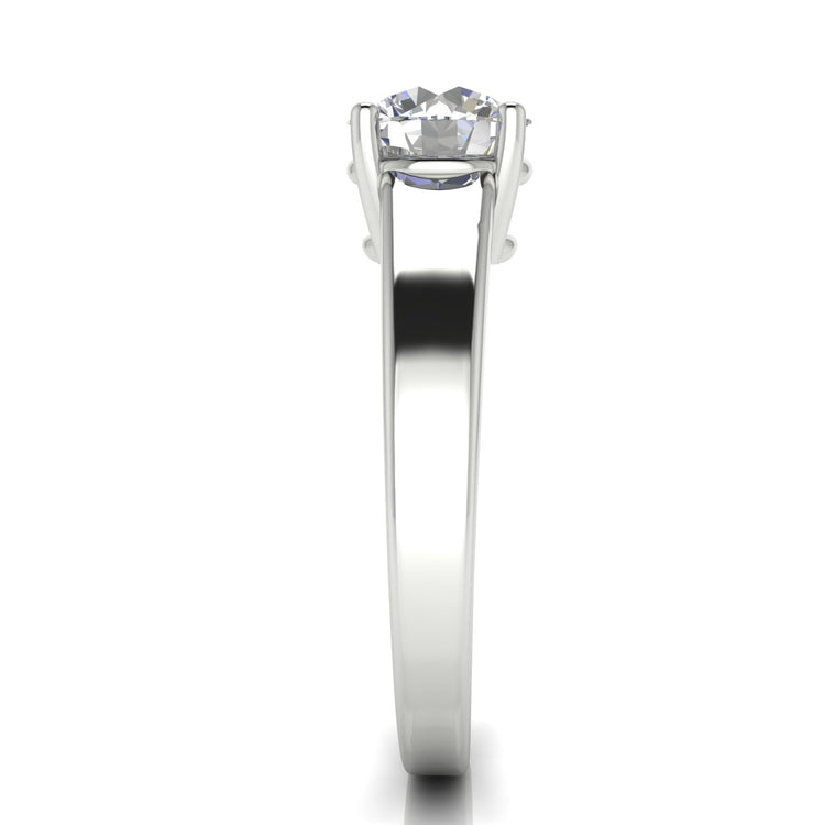Wide Band Cathedral Round Cut Moissanite Engagement Ring