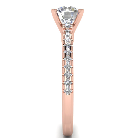 Floating Shoulder Round Cut Moissanite Engagement Ring