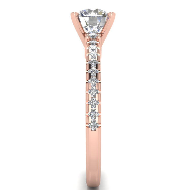 Floating Shoulder Round Cut Moissanite Engagement Ring