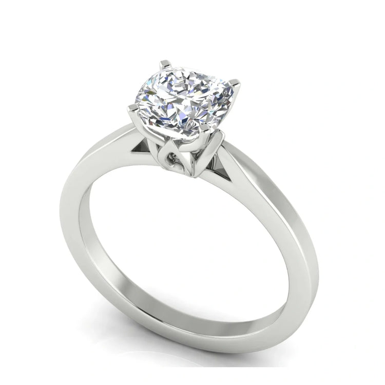 Tulip Basket Cushion Cut Lab Diamond Engagement Ring