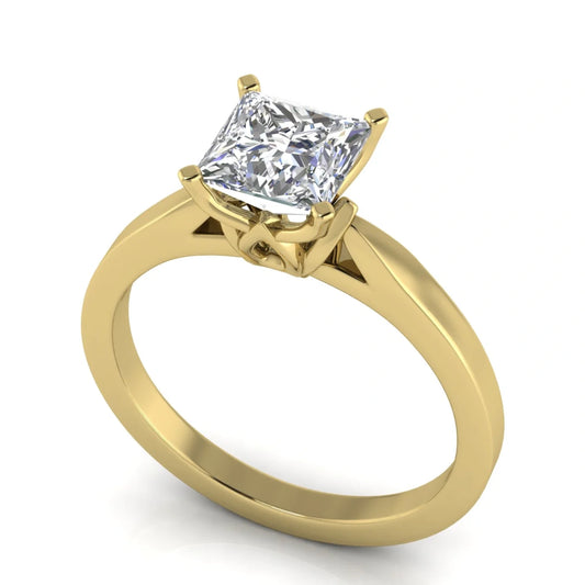 Tulip Basket Princess Cut Lab Diamond Engagement Ring