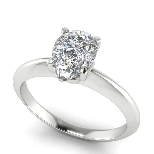 Tulip Prong Pear Shaped Lab Diamond Engagement Ring
