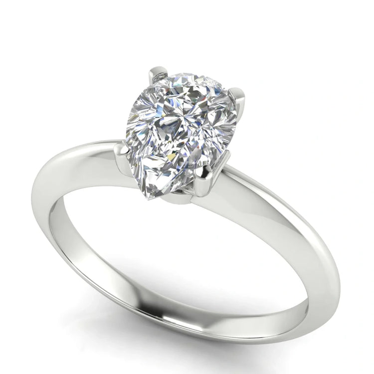 Tulip Prong Pear Shaped Lab Diamond Engagement Ring
