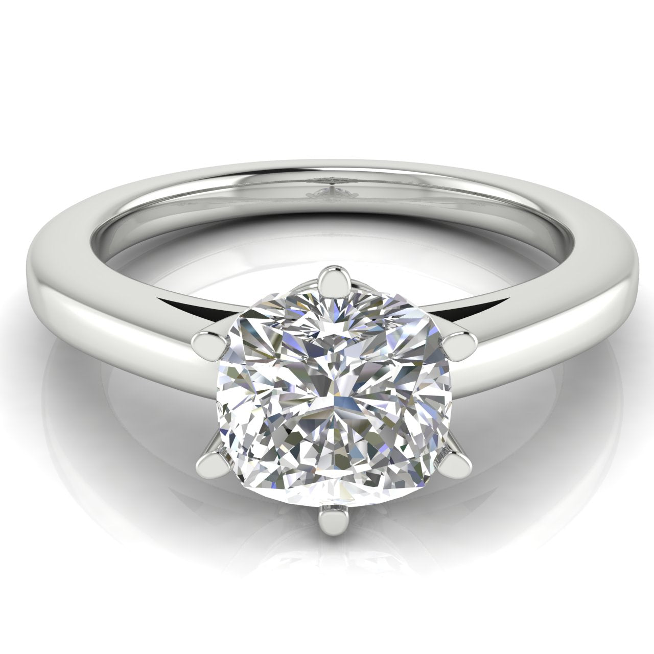 6 Prong Cathedral Cushion Cut Moissanite Engagement Ring