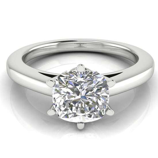 6 Prong Cathedral Cushion Cut Moissanite Engagement Ring