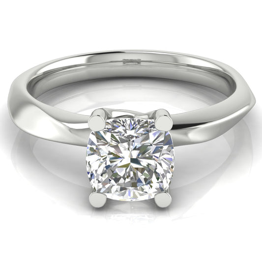 Knife Edge Crossover Cushion Cut Lab Diamond Engagement Ring