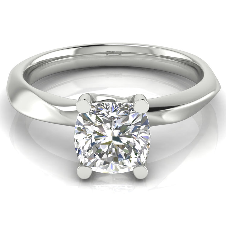 Knife Edge Crossover Cushion Cut Lab Diamond Engagement Ring