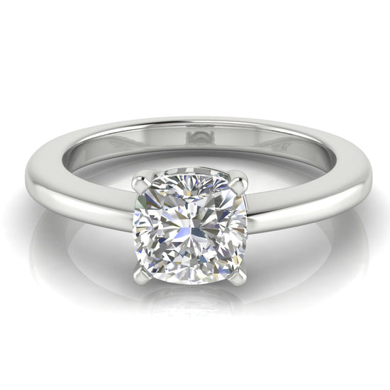4 Prong Basket Cushion Cut Moissanite Engagement Ring