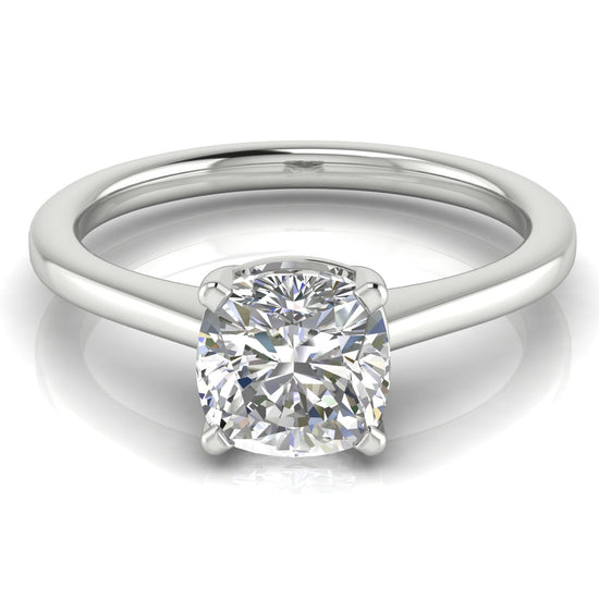 Basket Set Floating Cushion Cut Lab Diamond Engagement Ring