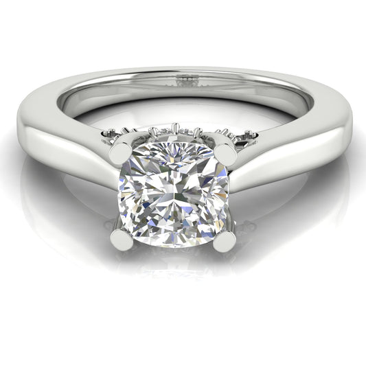 Bridge Paved Cushion Cut Engagement Ring | Moissanite | Lab Grown Diamond